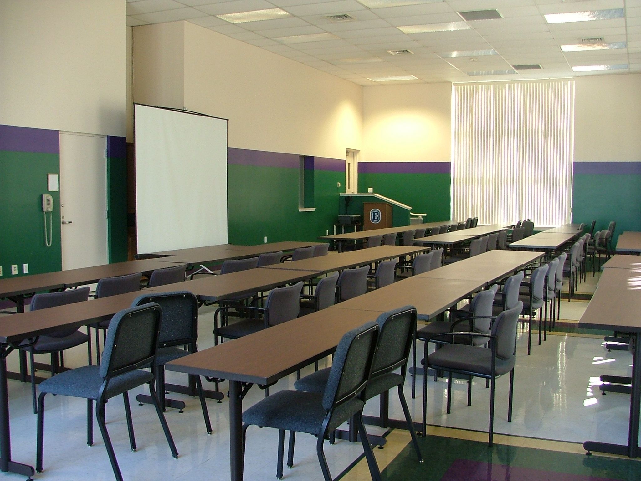 mm mars room in leffler chapel with tables and chairs set up